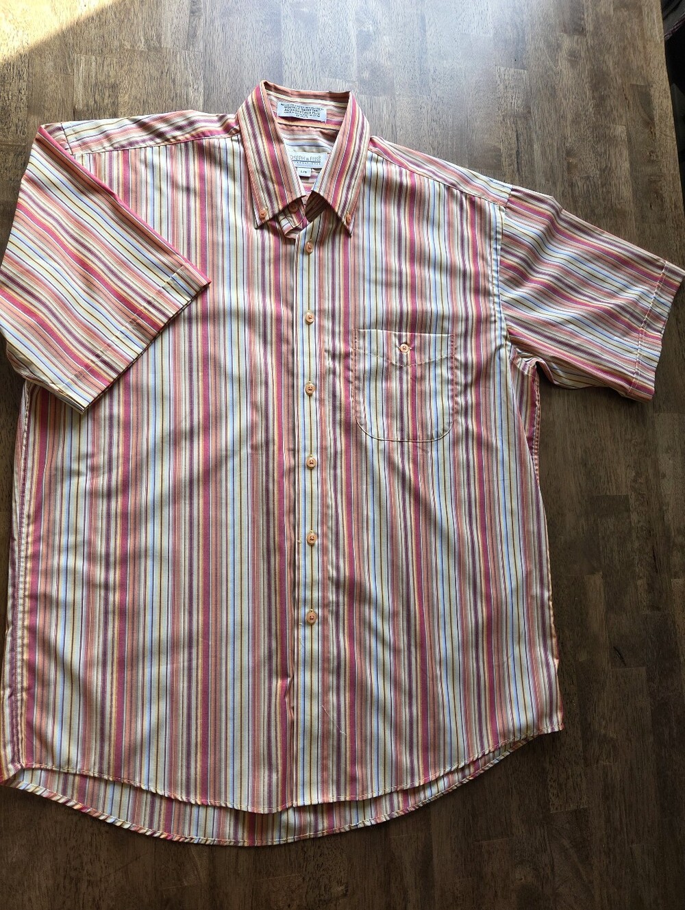 Wrinkle Resistant Funky Striped Short Sleeve Button Down Cotton Blend